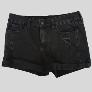 Old Navy Boyfriend Mid rise Shorts Womens Size 10 Black Cuffed Hem Stretch